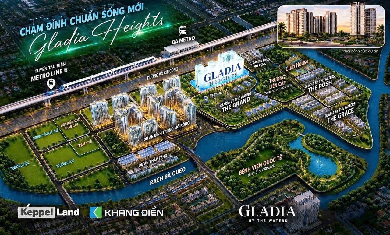 Vị trí Gladia Heights tâm điểm cụm đô thị